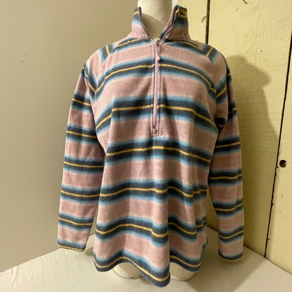 Eddie Bauer Womens‎ TXL Fleece Pullover Striped Quarter Zip Outdoors Warm - Picture 2 of 8